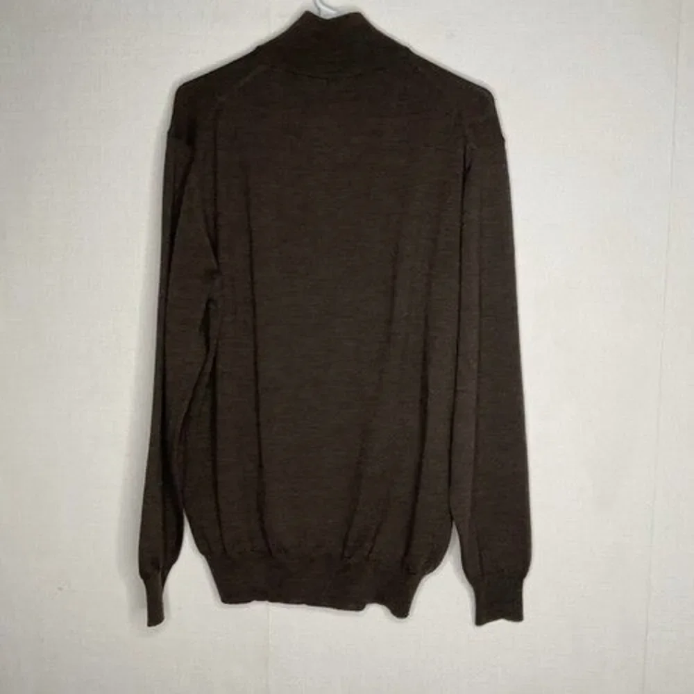 Paul Frederick 100% Merino Wool 1/4 Zip Sweater Pullover Men Size Large‎ Brown